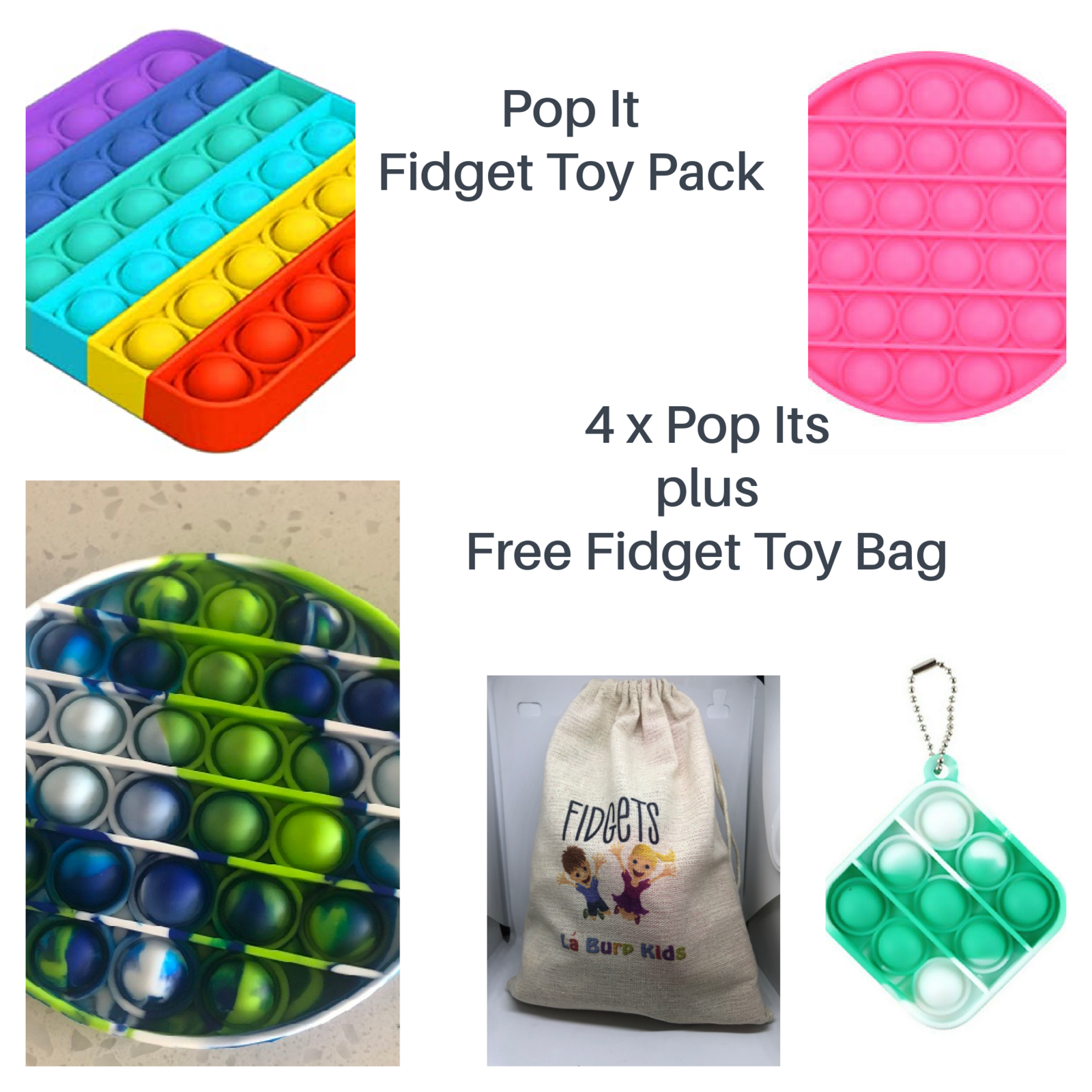 Fidget Toy-2 Fidget Packs Toy for Birthday Party Favors Classroom Rewards Prizes Push Pop Fidget Toy Pop Bubble Relief Stress Sensory Toys Carnival for Kids Adults EPPO 9Pcs Fidget Toy Set 