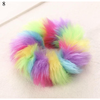 Leopard Print Fluffy Scrunchies - Rainbow