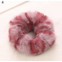 Leopard Print Fluffy Scrunchies - Pink