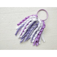 Girls Hair Pony Tail Ribbons Purple / White