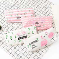 Flamingo Cactus Canvas Pencil Storage Case