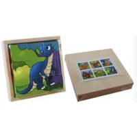 Wooden Cube Puzzle Dinosaurs