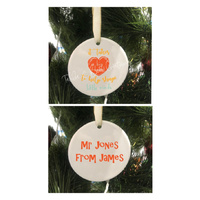 Personalised Teacher Thank you Ornament