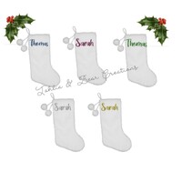 Personalised White Christmas Stocking with Pom Pom