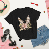 Women's short sleeve t-shirt Leopard Print Bunny Ears