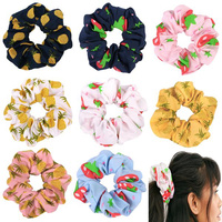Pineapple / Strawberry Print Hair Scrunchies