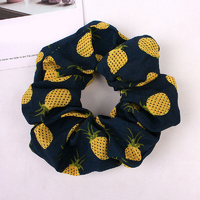 Pineapple Print Scrunchies Navy Blue